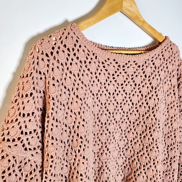 POL Open Knit cropped super soft casual mauve sweater Small Excellent condition - Picture 7 of 9